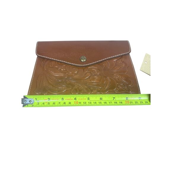 NWT Patricia Nash Women's Mini Tech Portfolio Brown Leather Embossed Design - Picture 7 of 8